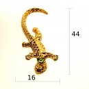 Декоративная золотая ящерка с камнем зелёного цвета (16*44)